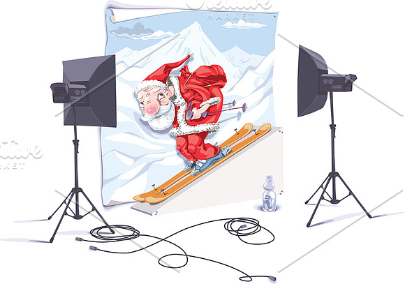 Skiing Santa Claus in Illustrations - product preview 1