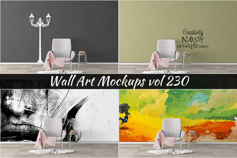 Wall Mockup - Sticker Mockup Vol 230 in Print Mockups - product preview 8