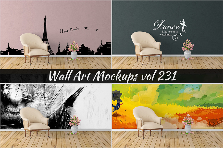 Wall Mockup - Sticker Mockup Vol 231 in Print Mockups - product preview 8