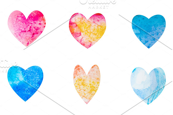 Watercolor hearts in Illustrations - product preview 2