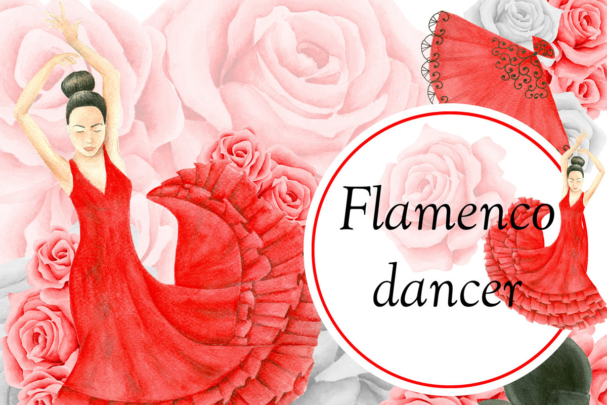 Flamenco in red in Illustrations - product preview 8