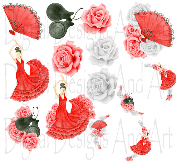 Flamenco in red in Illustrations - product preview 1