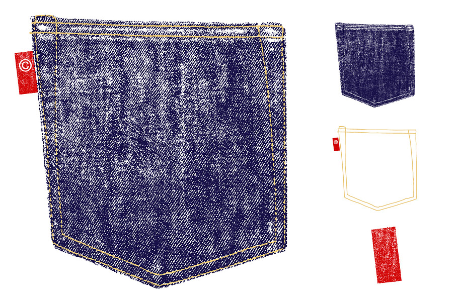 Denim Pocket Texture Vector in Illustrations - product preview 8