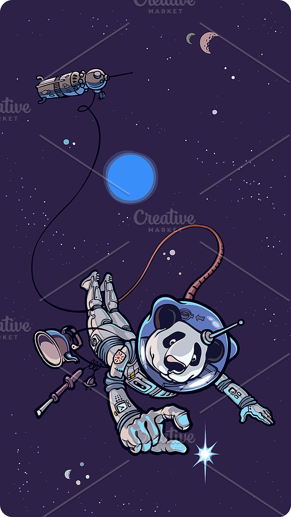 Panda the Astronaut in Illustrations - product preview 1