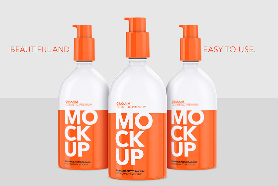 Plastic Cosmetic Pump Bottle 500ml in Product Mockups - product preview 8