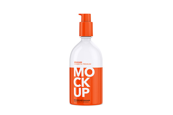 Plastic Cosmetic Pump Bottle 500ml in Product Mockups - product preview 1