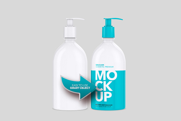 Plastic Cosmetic Pump Bottle 500ml in Product Mockups - product preview 4
