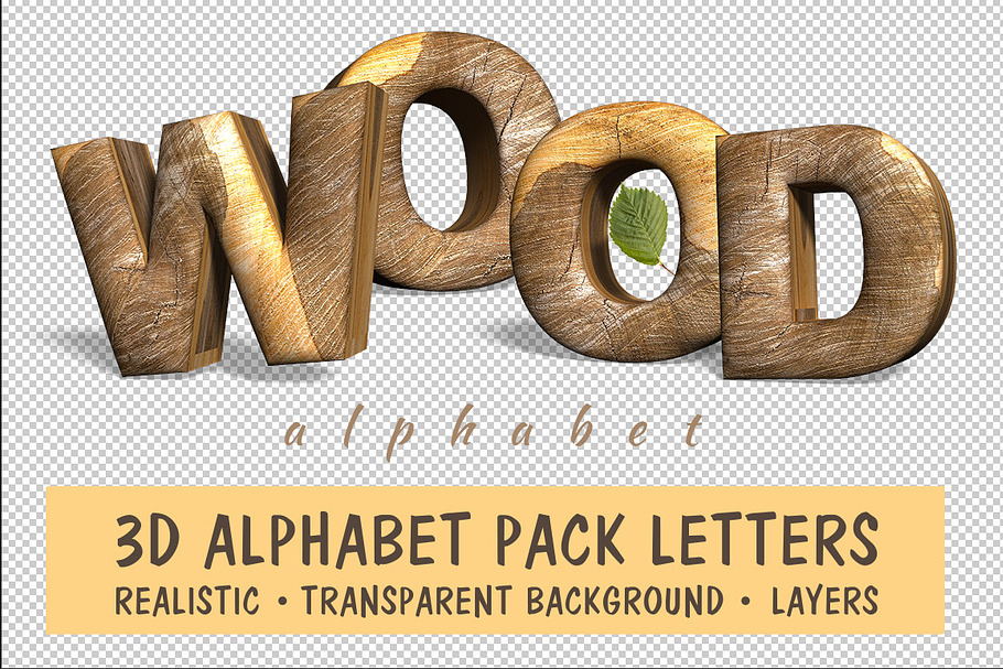Realistic wooden alphabet in Objects - product preview 8