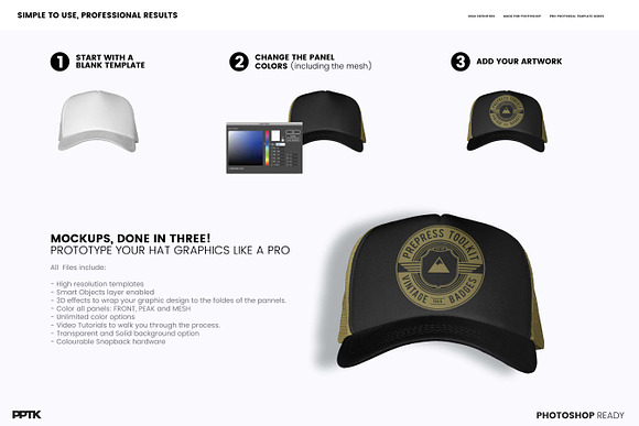 Trucker Cap Photoshop Template in Product Mockups - product preview 2
