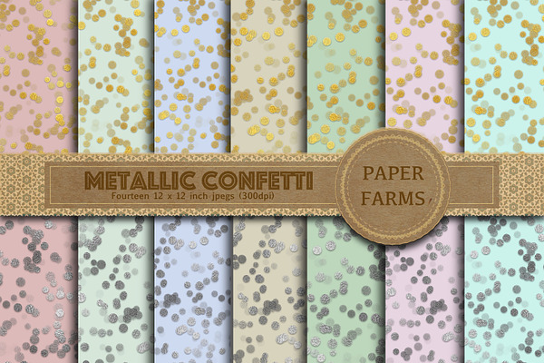 Metallic confetti digital paper 