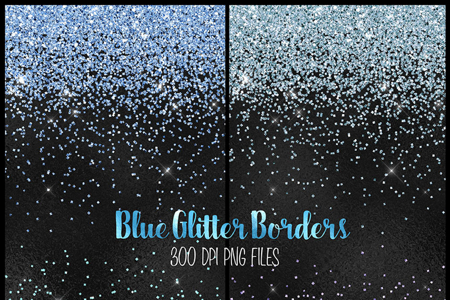 Blue Glitter PNG Overlays