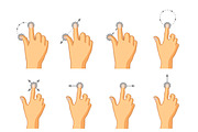 Colorful icons of touch gestures