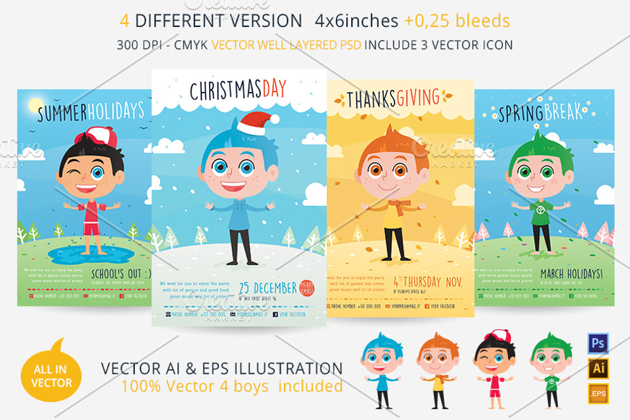 4 Season Kids Flyer (4 flyer in 1) in Flyer Templates - product preview 8