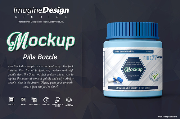 Pills Bottle Mockup in Product Mockups - product preview 1