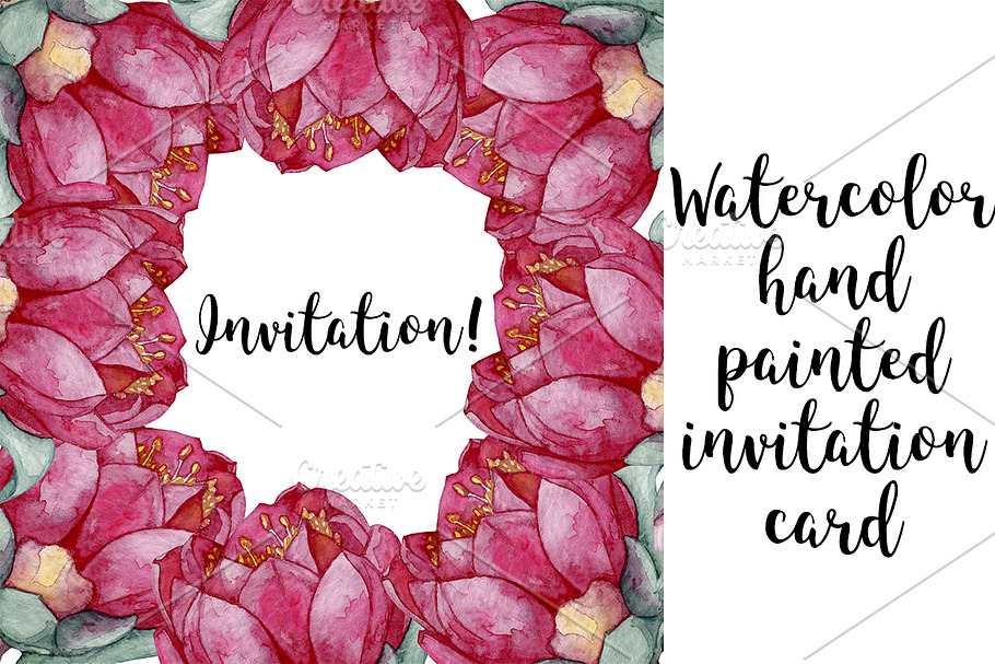 Watercolor wedding invitation card in Illustrations - product preview 8