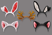 Cat, rabbit, deer antler ears mask
