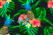 Pineapples,tropical leaves pattern
