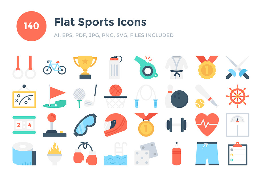140 Flat Sports Icons 