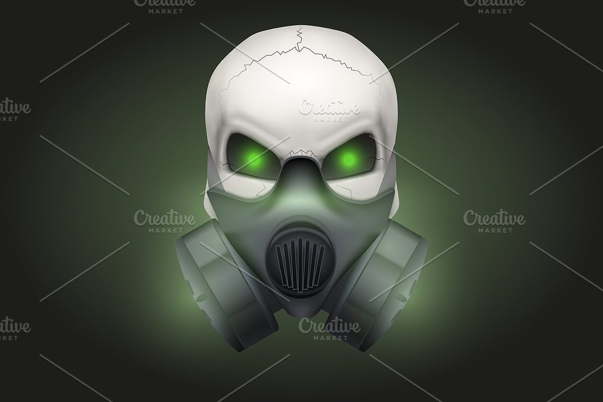 Skull with respirator in Illustrations - product preview 8