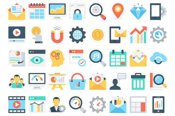 200 Flat Seo and Marketing Icons  in Marketing Icons - product preview 4
