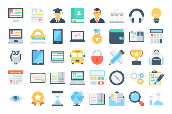 205 Flat Education Icons  in Icons - product preview 1