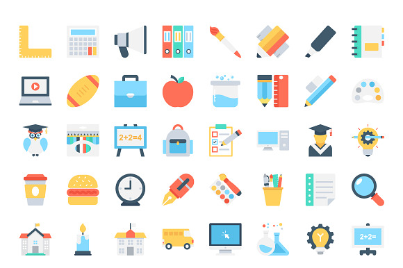 205 Flat Education Icons  in Icons - product preview 4