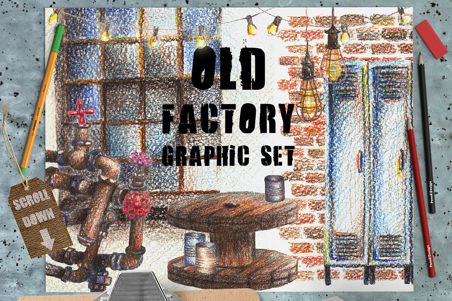 Vintage Factory Graphic Set