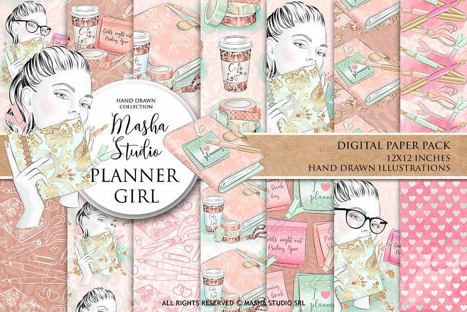 PLANNER GIRL digital paper in Patterns - product preview 8