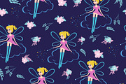 Seamless pattern with fairy