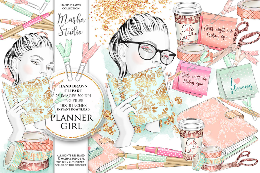 PLANNER GIRL clipart in Illustrations - product preview 8