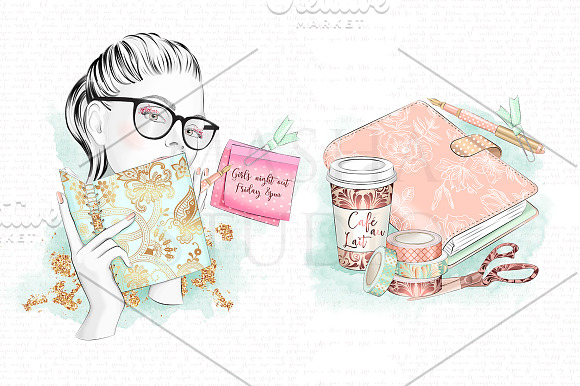 PLANNER GIRL clipart in Illustrations - product preview 1