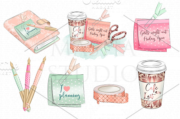 PLANNER GIRL clipart in Illustrations - product preview 3