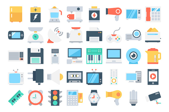 150 Flat Electronics Icons  in Icons - product preview 1
