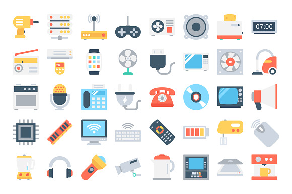 150 Flat Electronics Icons  in Icons - product preview 2