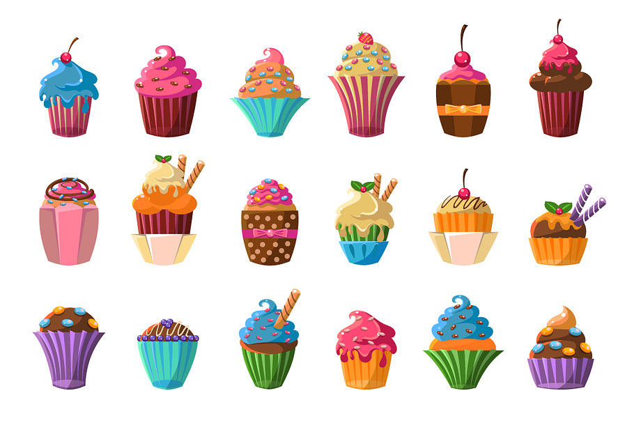 Colorful Cupcakes Collection in Illustrations - product preview 8
