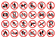 Prohibition signs set vector