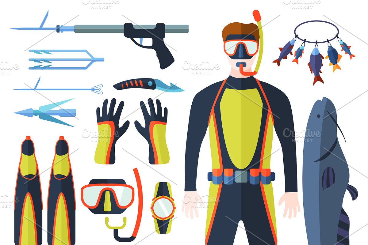 Vector elements for diving in Illustrations - product preview 8
