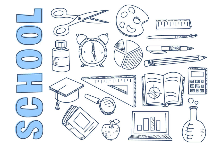 School Hand Drawn Set in Illustrations - product preview 8
