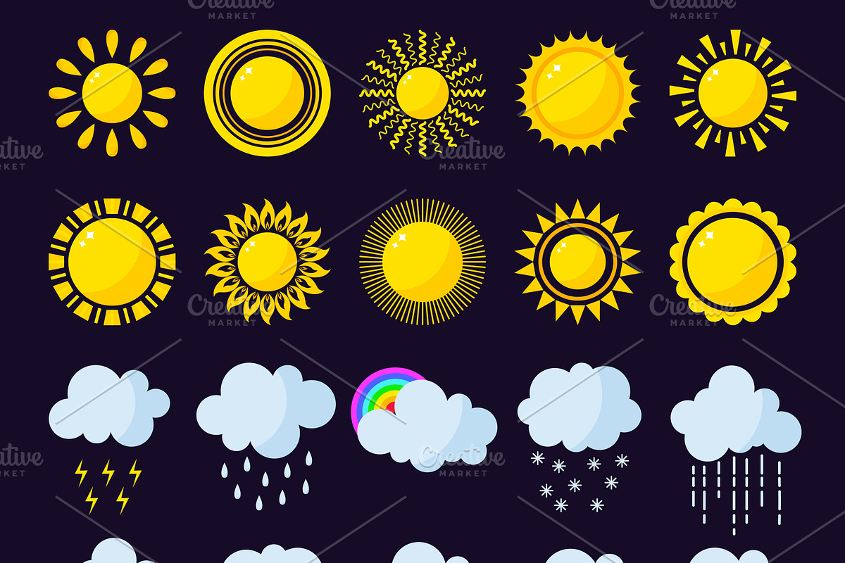 Mega pack of weather icons vector in Graphics - product preview 8