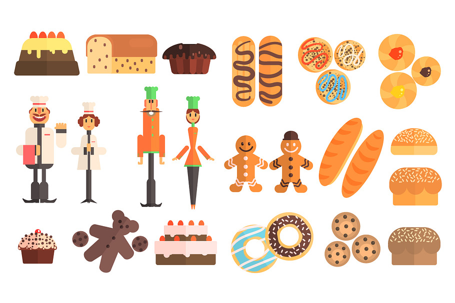 Bakery And Two Bakers Couples in Illustrations - product preview 8