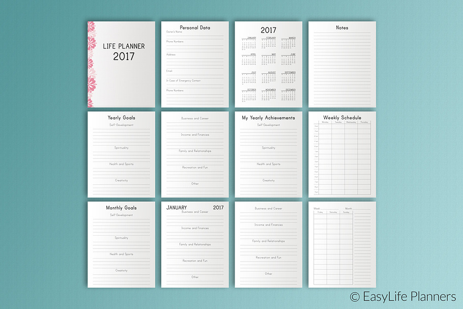 2017 Calendar Printable PDF 7x9