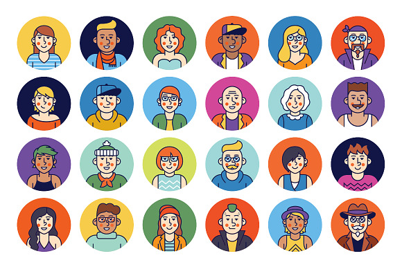 People avatars 72 line icons in People Icons - product preview 1