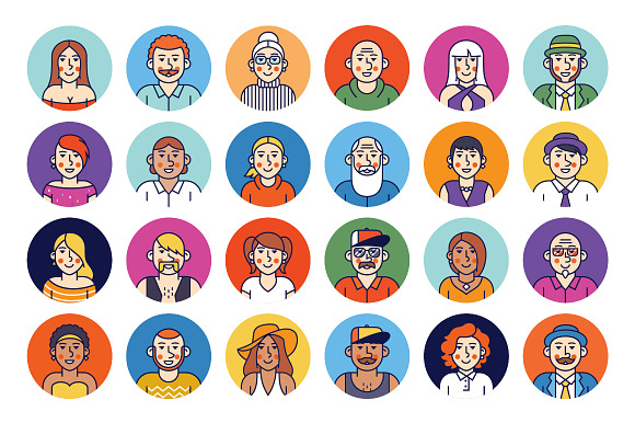 People avatars 72 line icons in People Icons - product preview 2