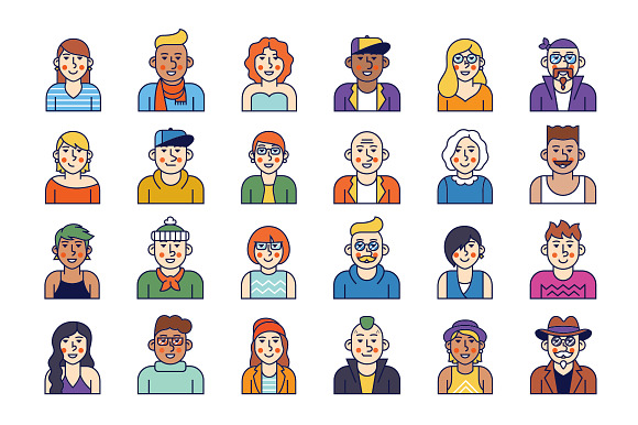 People avatars 72 line icons in People Icons - product preview 4