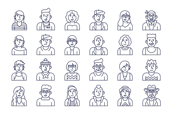People avatars 72 line icons in People Icons - product preview 5