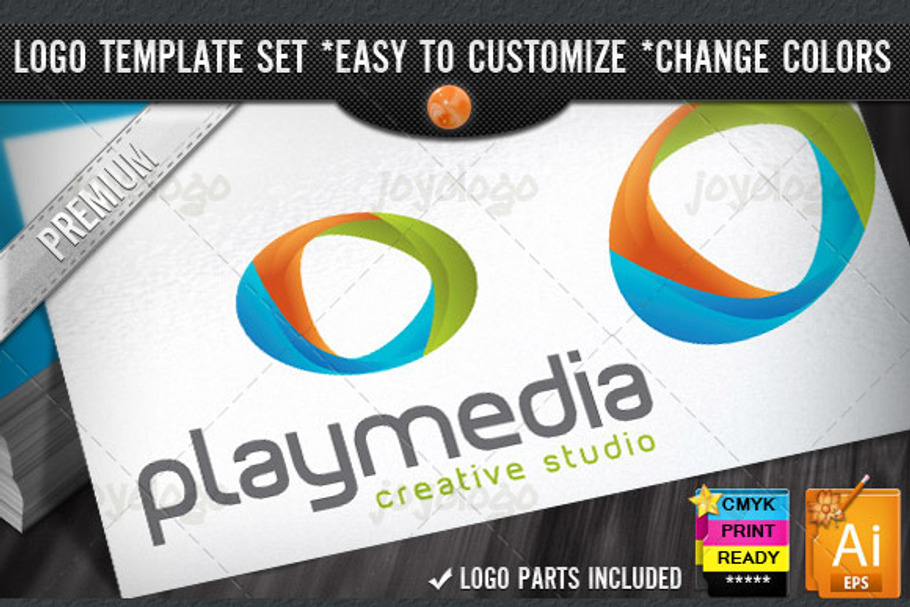 Audio Music Video 3D Play Media Logo in Logo Templates - product preview 8