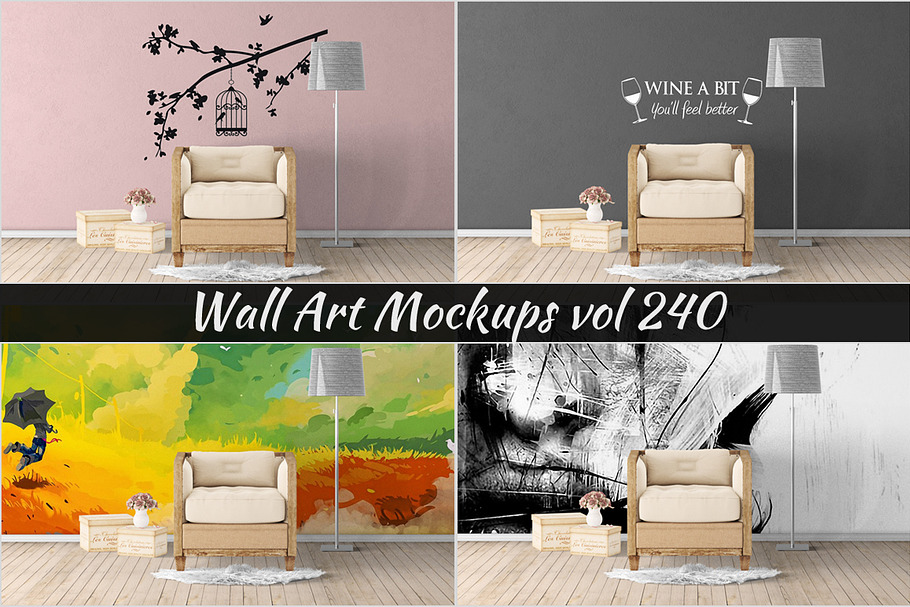 Wall Mockup - Sticker Mockup Vol 240 in Print Mockups - product preview 8