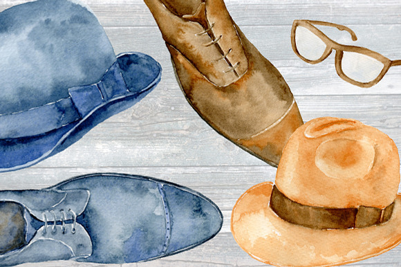 Watercolor Gentleman's Wardrobe in Illustrations - product preview 2