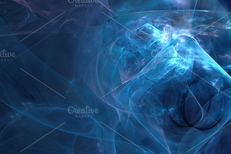 Cold blue prism and smoke abstract 3d background in Patterns - product preview 8