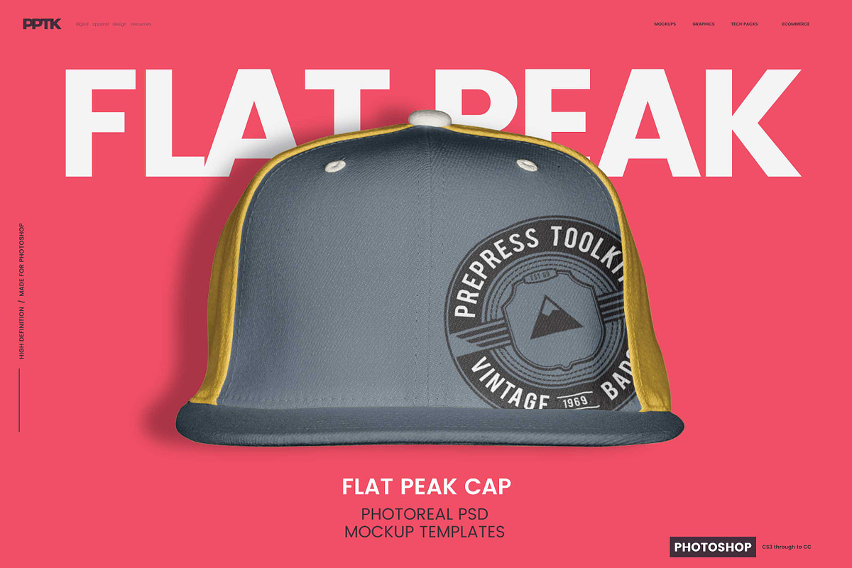 Flat Peak Cap Photoshop Template in Product Mockups - product preview 8